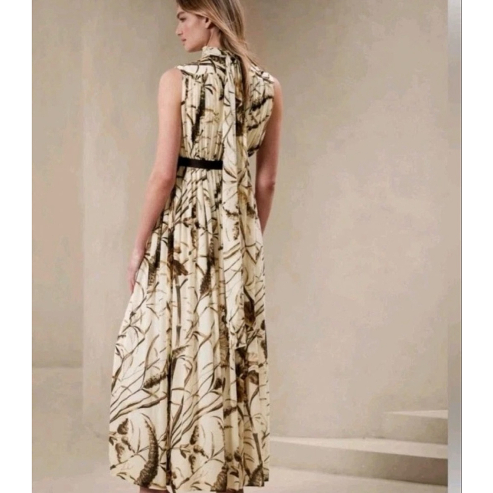 Women's Banana Republic Beige Brown Printed Sleeveless Maxi Dress S - Picture 2 of 7